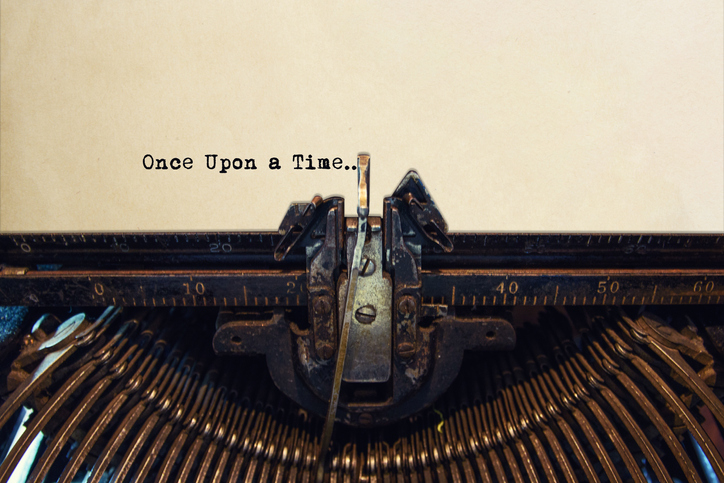 close-up of typewriter with text "Once Upon a Time..."